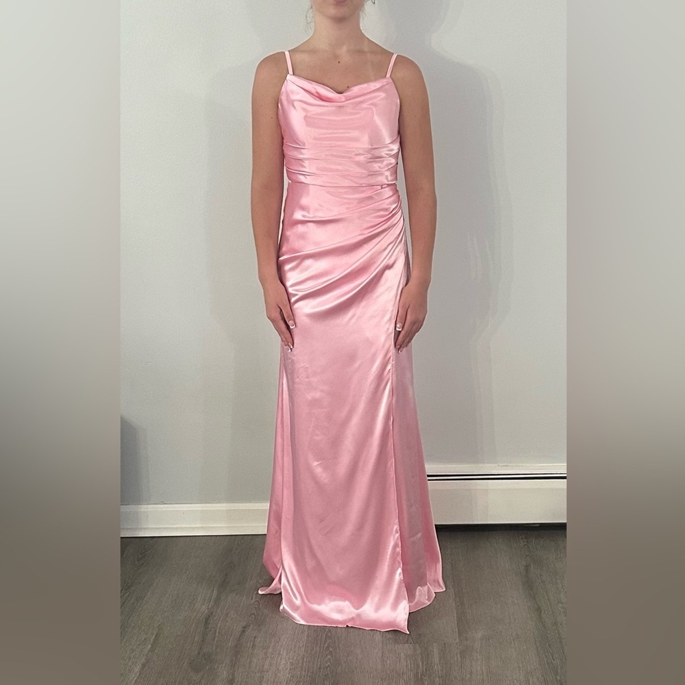 Pink Satin Prom Gown Size 4 NWT